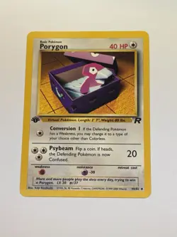 Porygon 48/82 1st Edition Team Rocket Rare WOTC Vintage TCG Pokemon Card NM - Image 1