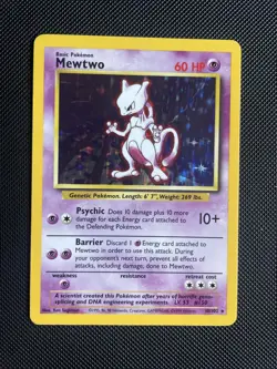 Pokemon TCG Mewtwo Base Set 10/102 Holo Unlimited Holo Rare LP/NM - Image 1