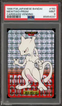 Pokemon Bandai Carddass Mewtwo Vending Red Japanese Prism #150 PSA 9 Mint - Image 1