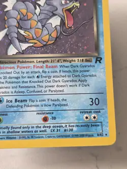 Pokemon Dark Gyarados Holo Rare Team Rocket 8/82 1st Edition Kagemaru Himeno - Image 5