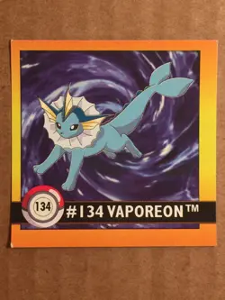 Pokemon 1999 Artbox Series 1 Stickers Vaporeon 134. - Image 1