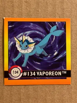 Pokemon 1999 Artbox Series 1 Stickers Vaporeon 134. - Image 3