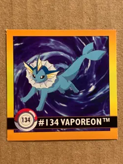Pokemon 1999 Artbox Series 1 Stickers Vaporeon 134. - Image 5