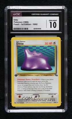 Ditto 1st Ed. Pokemon Fossil CGC 10 Gem Mint 1999 - Image 1