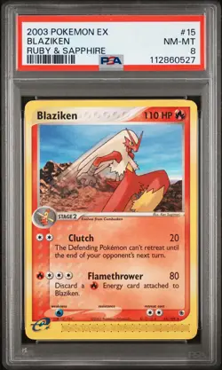 2003 POKEMON EX RUBY & SAPPHIRE #15 BLAZIKEN PSA 8 - Image 1