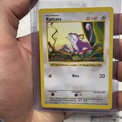Rattata 61/102 - Shadowless - Base Set - VINTAGE WOTC Pokemon Card - Vtg TCG NM - Image 1