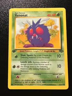 Pokemon Card 1st Edition Jungle Venonat 63/64. WoTC Vintage - Image 1