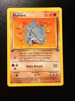Pokemon Card 1st Edition Jungle Rhyhorn 61/64. WoTC Vintage - Image 1