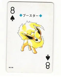 Flareon No. 136 8 Of Clubs 1999 Pokemon Poker Card Japanese LP - Image 1