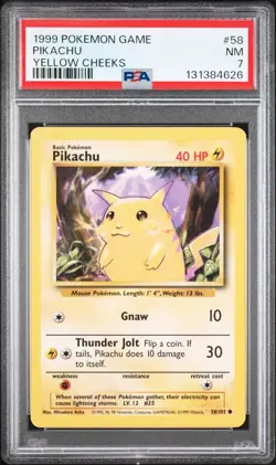 Pokemon TCG Pikachu 58/102 Base Set Yellow Cheeks PSA 7 - Image 1