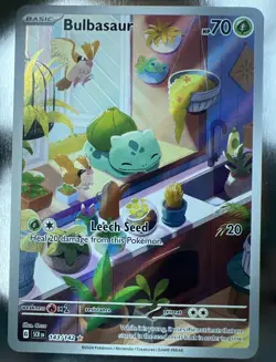 Pokemon TCG Bulbasaur Holo Card 143/142 Stellar Crown Illustration Rare Full Art - Image 1