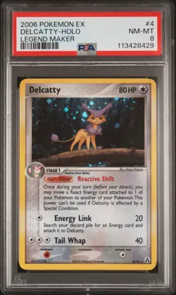 2006 POKEMON EX LEGEND MAKER #4 DELCATTY-HOLO PSA 8 - Image 1