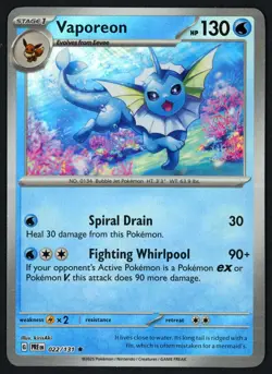 Pokemon Vaporeon (Master Ball Pattern) 022/131 Prismatic Evolutions Holo TCG - Image 1