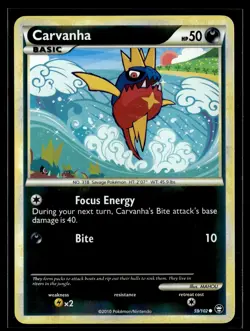 Carvanha 59/102 HGSS Triumphant Reverse Holo Common Pokemon - Image 1