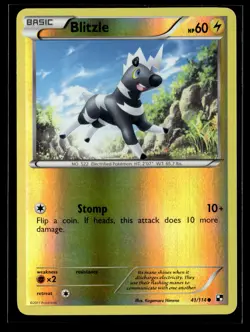 Blitzle 41/114 Black & White Reverse Holo Common Pokemon - Image 1