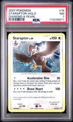 2007 POKEMON DIAMOND & PEARL #16 STARAPTOR-HOLO PSA 7 - Image 1
