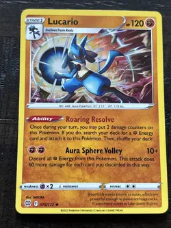 Lucario 079/172 Pokemon TCG Card Brilliant Stars Holo Rare NM - Image 2