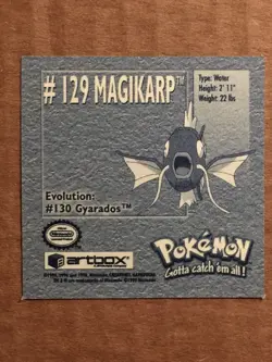 Pokemon 1999 Artbox Series 1 Stickers Magikarp 129. FREE SHIPPING! - Image 2