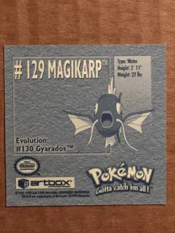 Pokemon 1999 Artbox Series 1 Stickers Magikarp 129. FREE SHIPPING! - Image 4