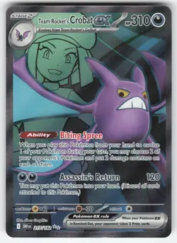 Team Rocket's Crobat ex 217/182 Pokemon TCG Destined Rivals NM - Image 1