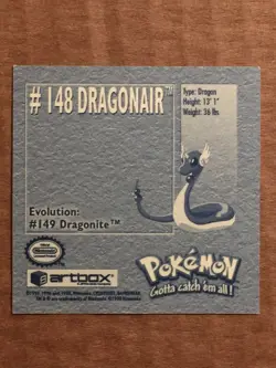 Pokemon 1999 Artbox Series 1 Stickers Dragonair 148. - Image 2