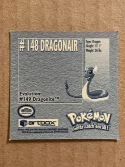 Pokemon 1999 Artbox Series 1 Stickers Dragonair 148. - Image 4