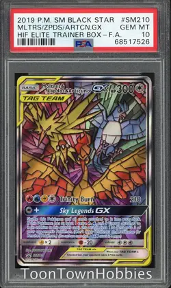 PSA 10 Pokemon - Moltres & Zapdos & Articuno GX SM210 - Hidden Fates ETB Promo - Image 1