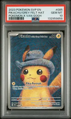 2023 POKEMON SVP EN-SV BLACK STAR PROMO #085 PIKACHU WITH GREY FELT HAT PSA 10 - Image 1