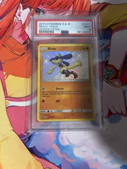 2019 Pokemon S&M Hidden Fates Riolu Holo #SV21 PSA 9 - Image 1
