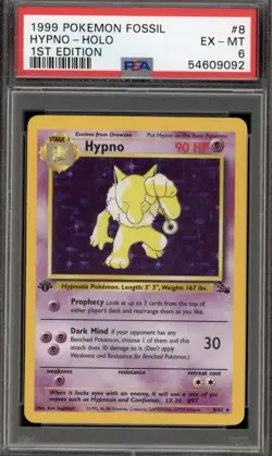 1999 Pokemon Hypno 8/62 Holo First Edition PSA 6 - Image 1