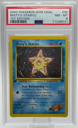 2000 POKEMON GYM CHALLENGE #92 MISTY'S STARYU 1ST EDITION PSA 8 NM-MT - Image 1