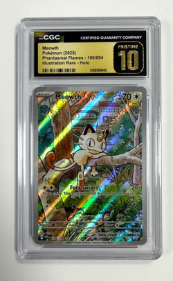 2025 Pokemon Meowth Phantasmal Flames 106/094 IR CGC PRISTINE 10 - Image 1