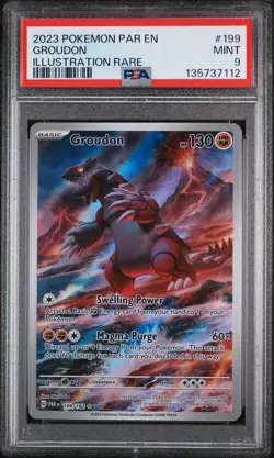 2023 POKEMON PAR EN-PARADOX RIFT ILLUSTRATION RARE #199 GROUDON PSA 9 - Image 1