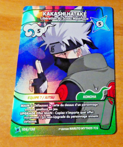 NARUTO MYTHOS 1ST ED EDITION CARD GAME HOLO CARTE KAKASHI 106/130 RARE FR NM - Image 1