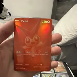 Pokemon TCG Victini Full Art Holo Basic Card Fire Type 80 HP 120 Attack - Image 1