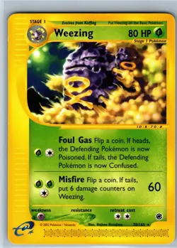 Pokemon Card - Weezing Expedition 70/165 Rare Non Holo Vintage WOTC - Image 1