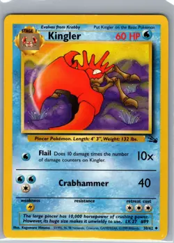 Kingler 38/62 Non Holo Fossil - Pokemon Card - LP - Image 1