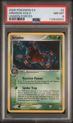 2005 POKEMON EX UNSEEN FORCES #2 ARIADOS-HOLO PSA 8 - Image 1