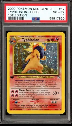 2000 Pokemon Neo Genesis 1st Edition Typhlosion Holo #17 PSA 4 Vg-Ex - Image 1
