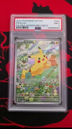 2024 POKEMON SVP 088 EN-SV BLACK STAR PROMO PALDEA ADVENTURE CHEST PIKACHU PSA 9 - Image 1