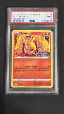 PSA 9 Moltres SWSH185 Black Star Promo Pokemon 2022 - Image 1