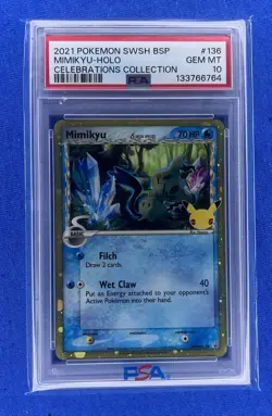 2021 Pokemon SWSH BSP Mimikyu-Holo Celebrations Collection PSA 10 Gem Mint - Image 1