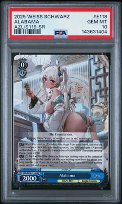 2025 WEISS SCHWARZ AZUR LANE VOL.2 SR #E118 ALABAMA PSA 10 - Image 1