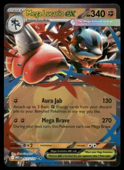 Pokemon Cards Mega Lucario ex 077/132 Mega Evolution Double Rare NM *3 - Image 1
