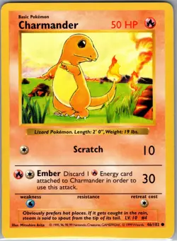 Charmander 46/102 Base Set (Shadowless) - Pokemon Card - NM - Image 1