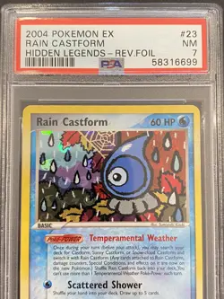 Pokemon Card Rain Castform 23/101 Hidden Legends Holo Rare PSA NM 7 - Image 1