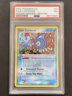 Pokemon Card Rain Castform 23/101 Hidden Legends Holo Rare PSA NM 7 - Image 2