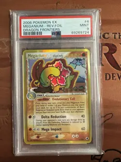 2006 POKEMON EX DRAGON FRONTIERS #4 MEGANIUM-REVERSE FOIL PSA 9 - Image 1