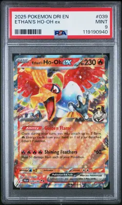 2025 POKEMON DRI EN-DESTINED RIVALS #039 ETHAN'S HO-OH EX PSA 9 - Image 1
