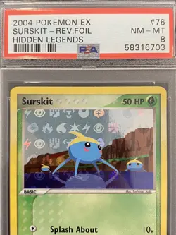 Pokemon TCG Surskit EX Hidden Legends 76/101 Rev. Foil Common PSA NM-MT 8 - Image 1
